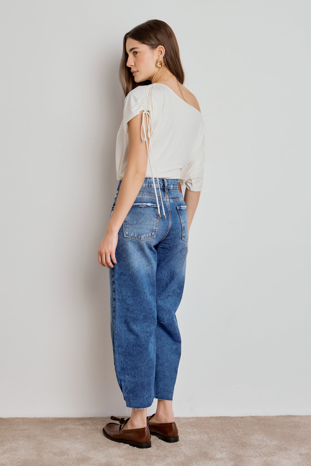 CALÇA MARIA FEMININA BARREL JEANS MÉDIO