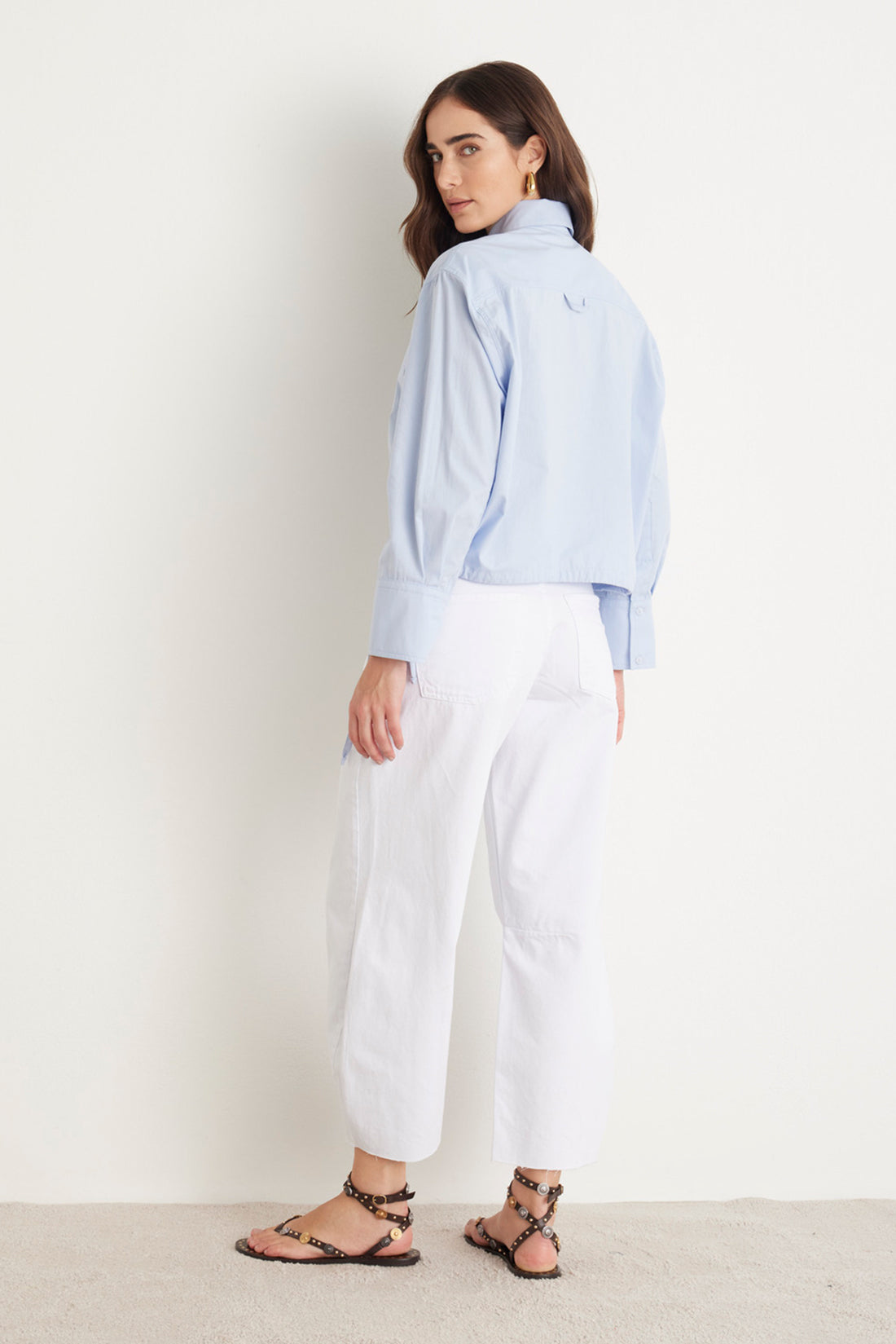 CALÇA MARIA FEMININA BARREL SARJA BRANCA