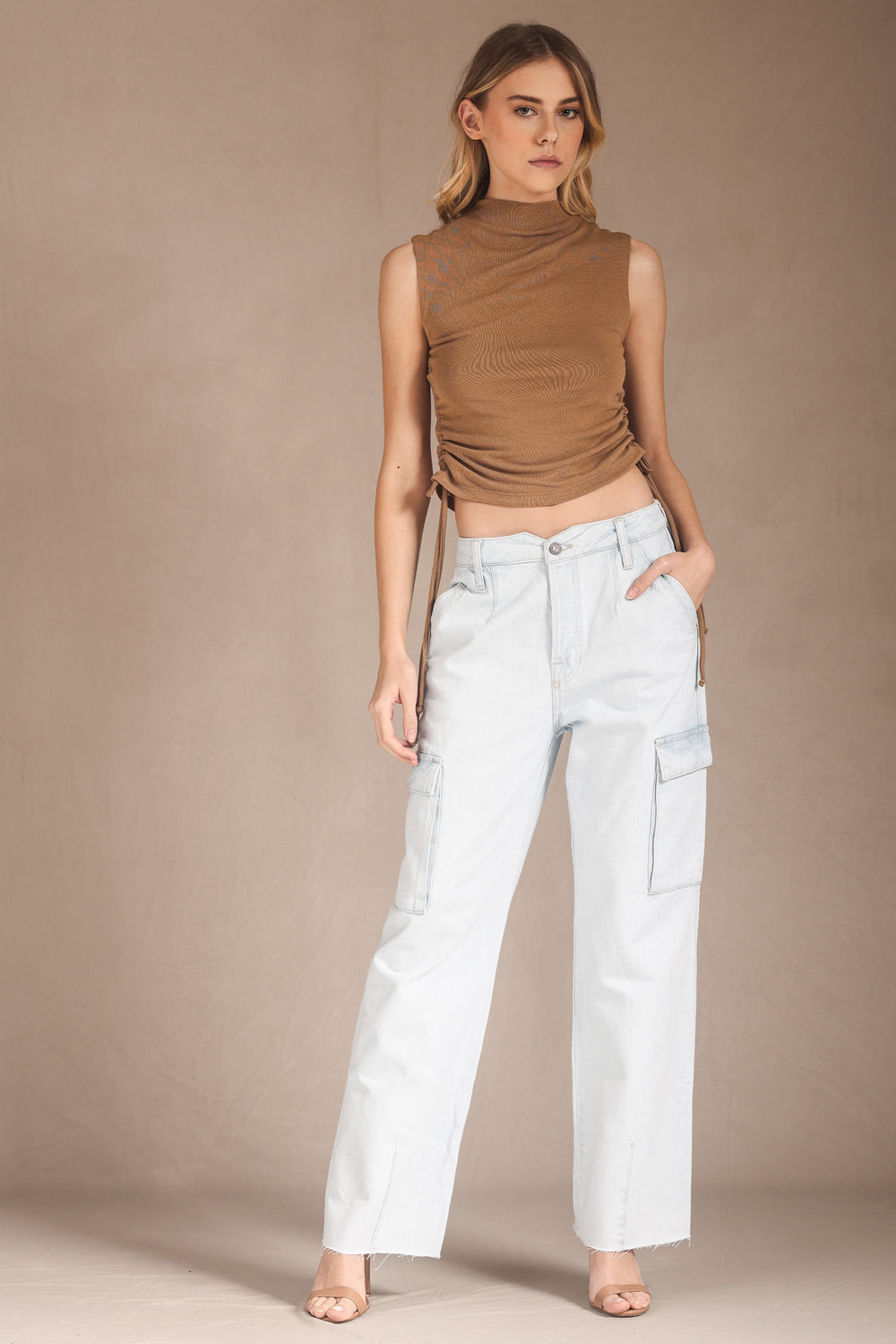 CALÇA ALICE FEMININA CARGO JEANS CLARO