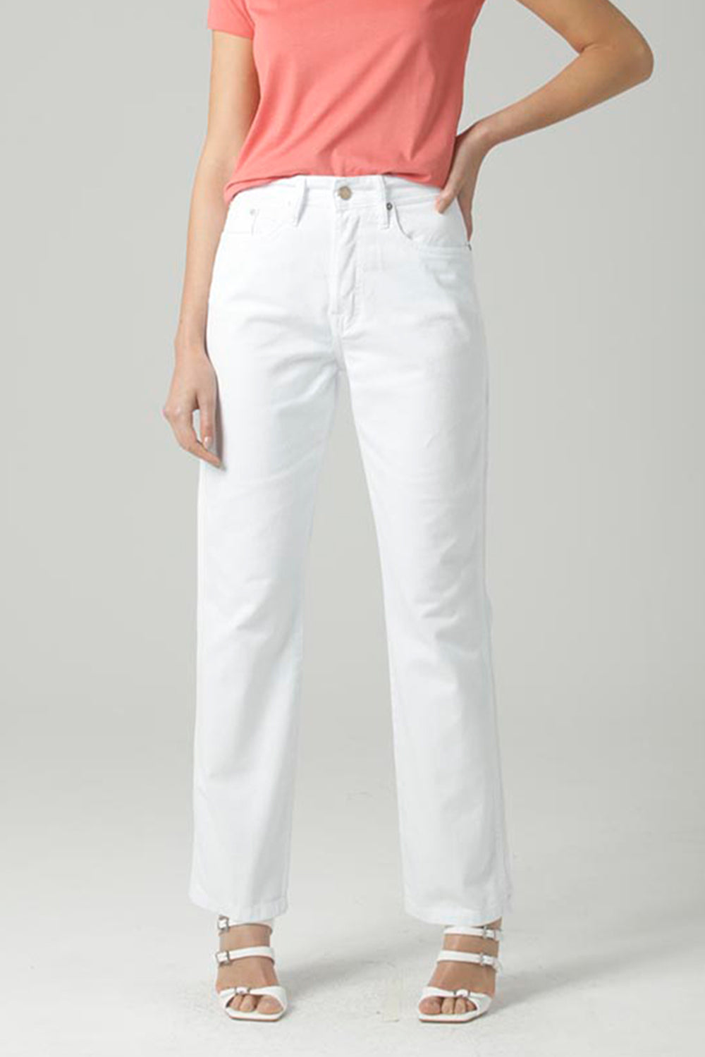 CALÇA LETICIA FEMININA STRAIGHT SARJA BRANCA