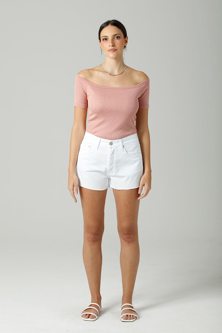 SHORTS TACI FEMININO COMFORT SARJA BRANCO