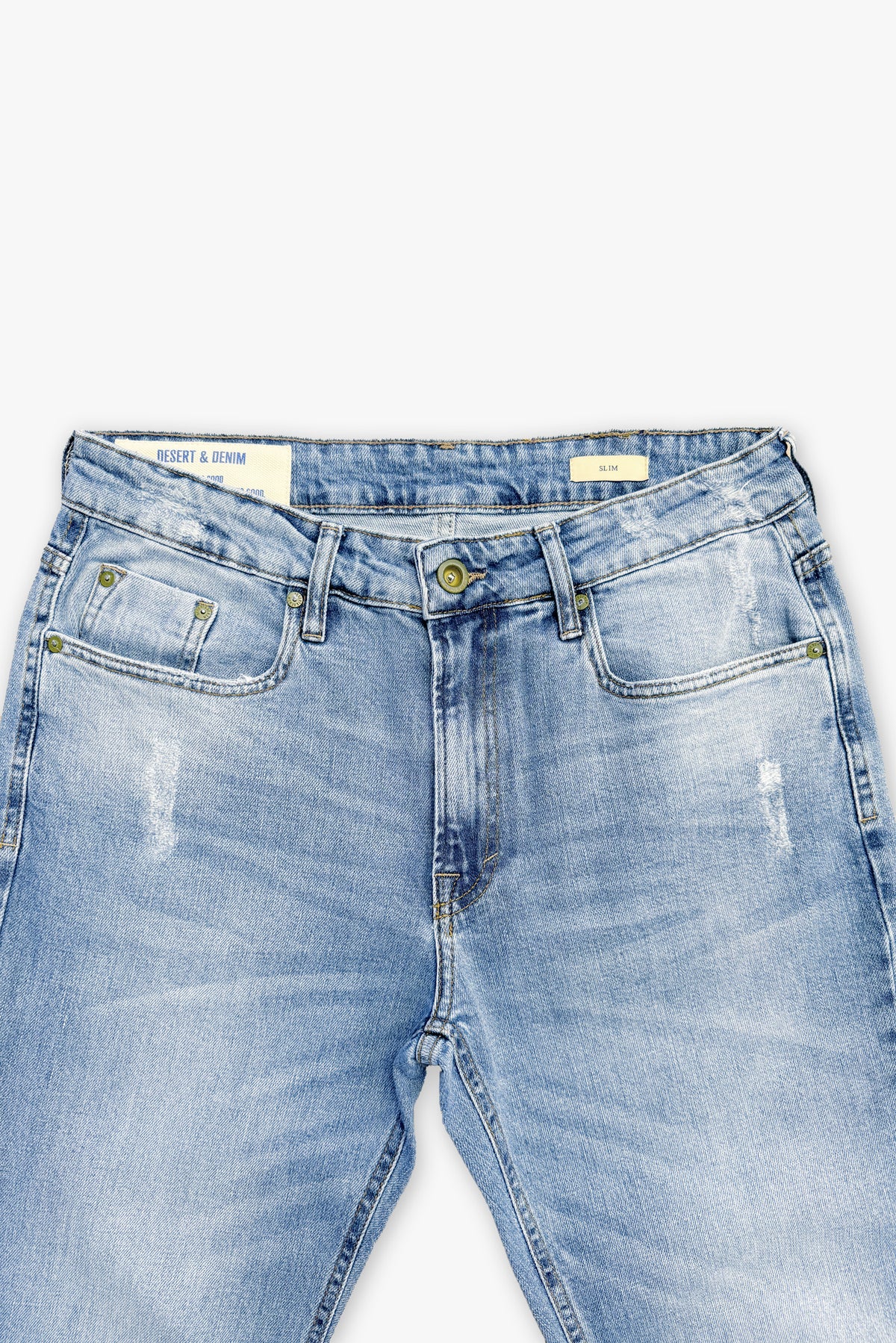 CALÇA THEO MASCULINA SLIM PUÍDOS JEANS MÉDIO CLARO
