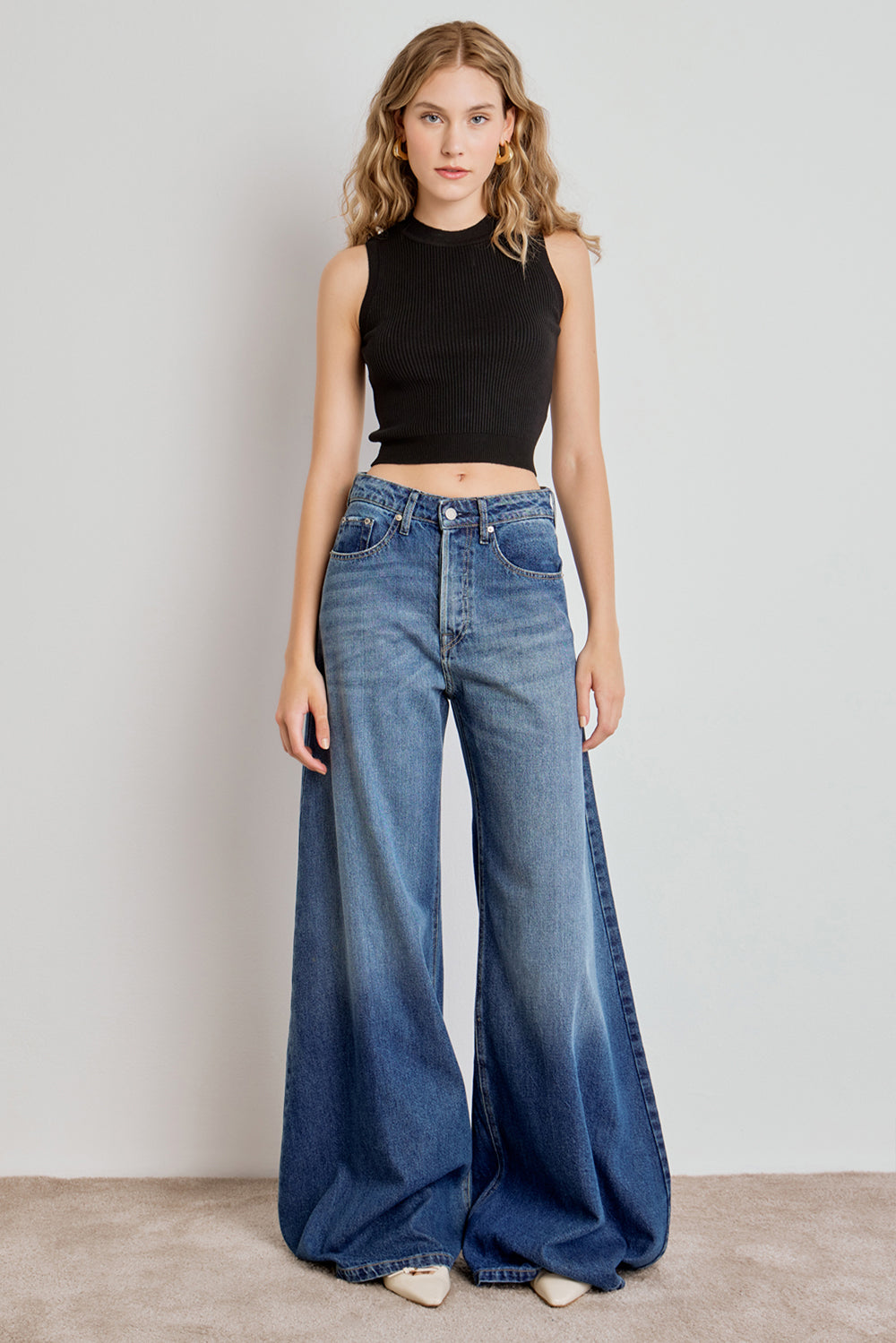 TRICOT FEMININO TOP CROPPED CANELADO PRETO