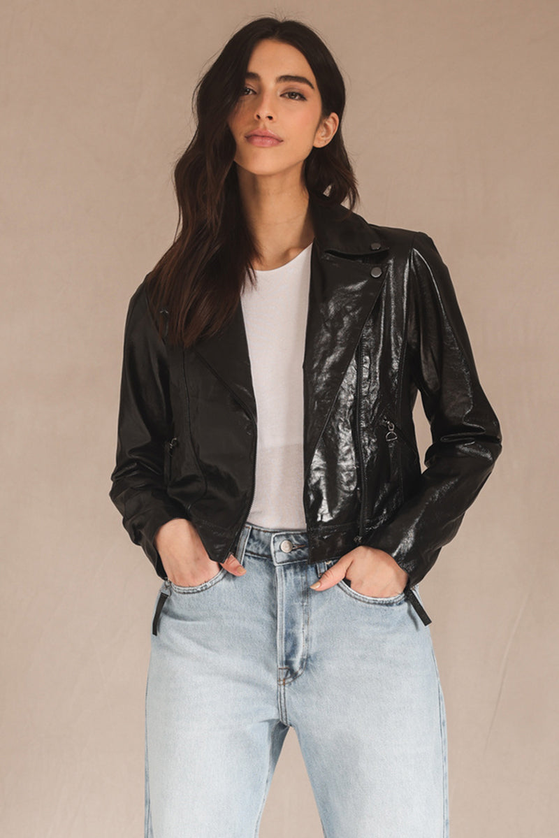 JAQUETA FEMININA DE COURO BLACK