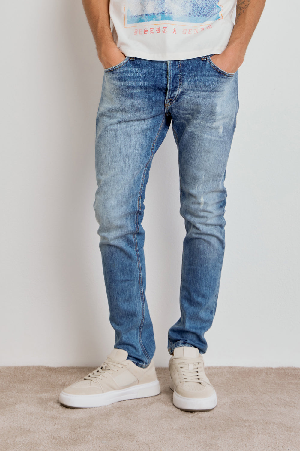 CALÇA THEO MASCULINA SLIM JEANS MÉDIO CLARO
