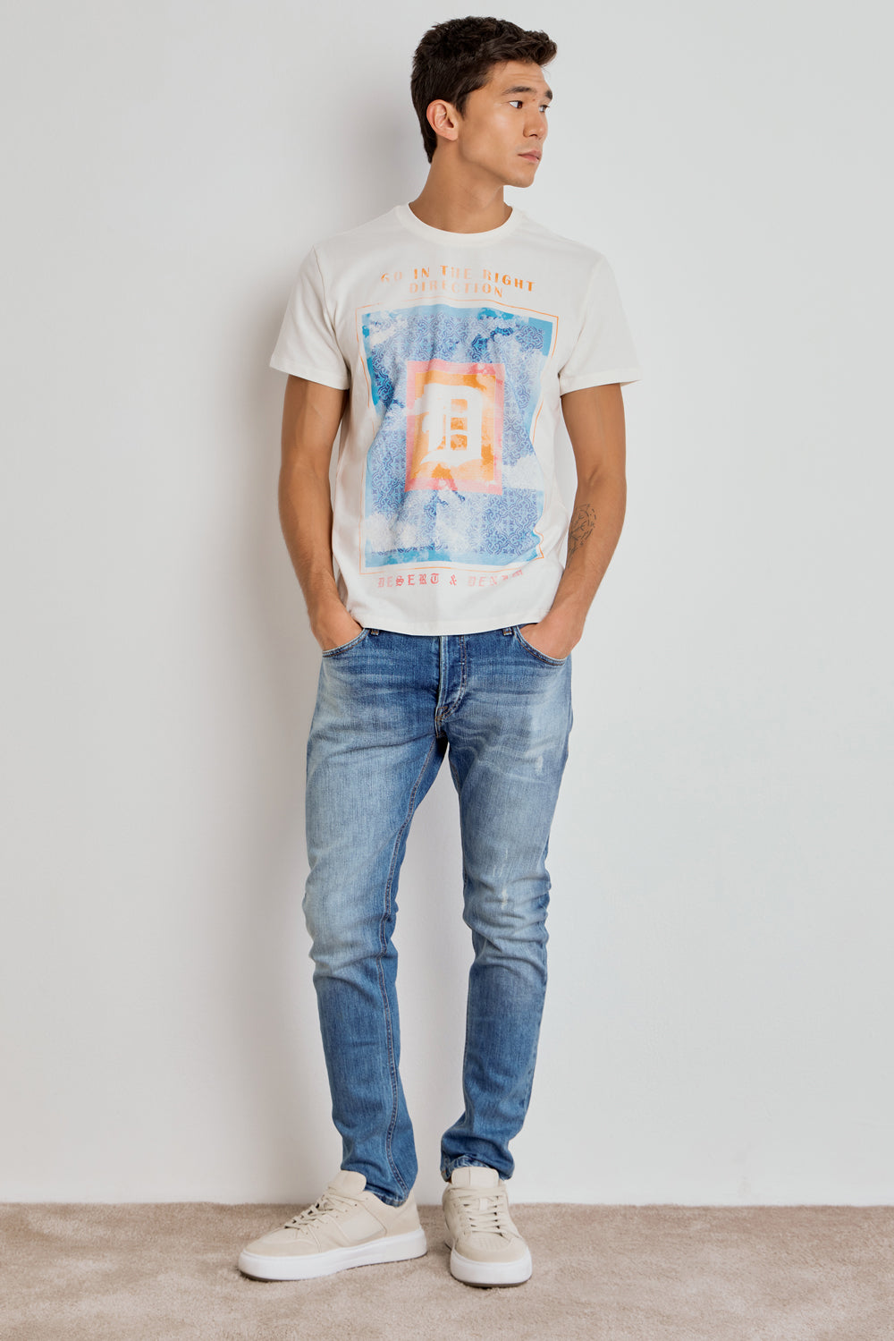 CALÇA THEO MASCULINA SLIM JEANS MÉDIO CLARO