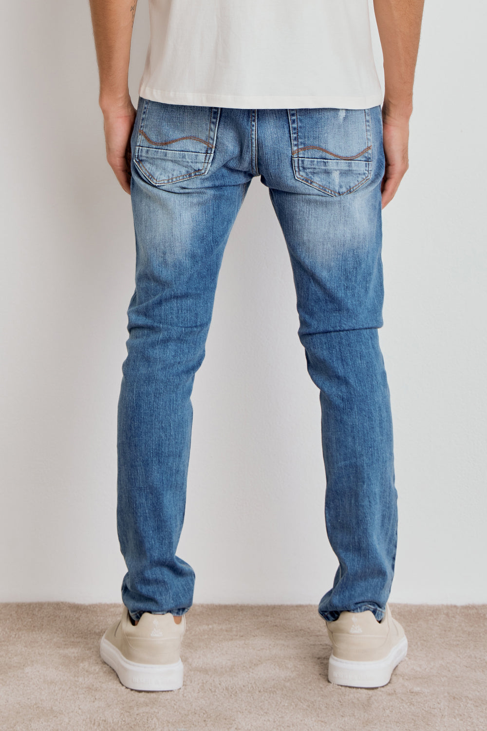 CALÇA THEO MASCULINA SLIM JEANS MÉDIO CLARO