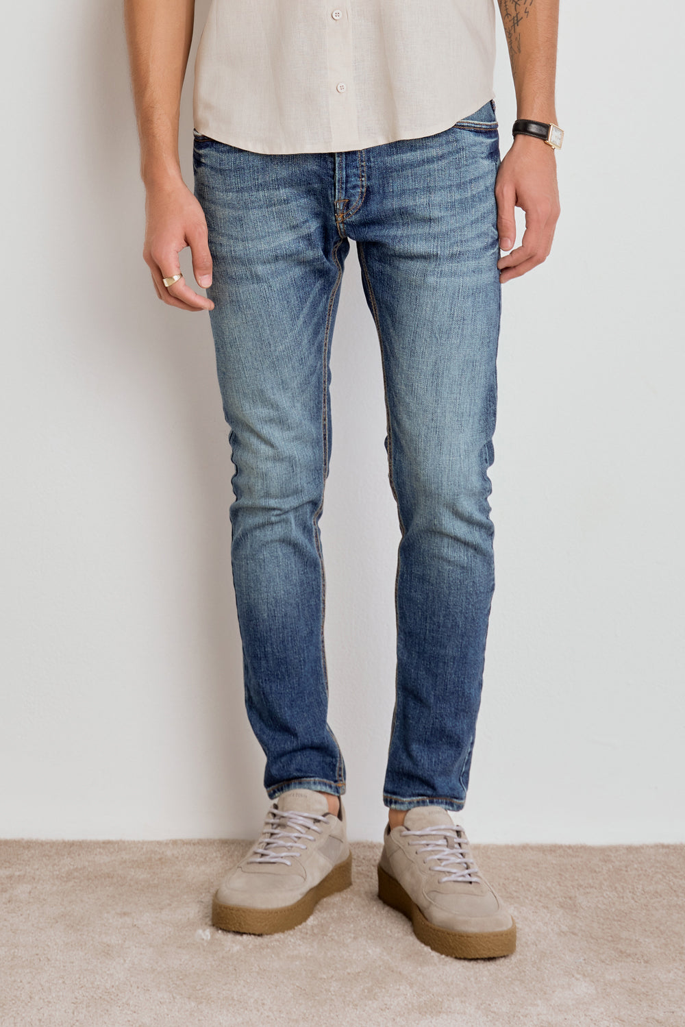 CALÇA THEO MASCULINA SLIM JEANS ESCURO