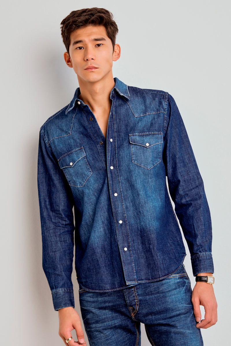 CAMISA MASCULINA JACOB JEANS ESCURO