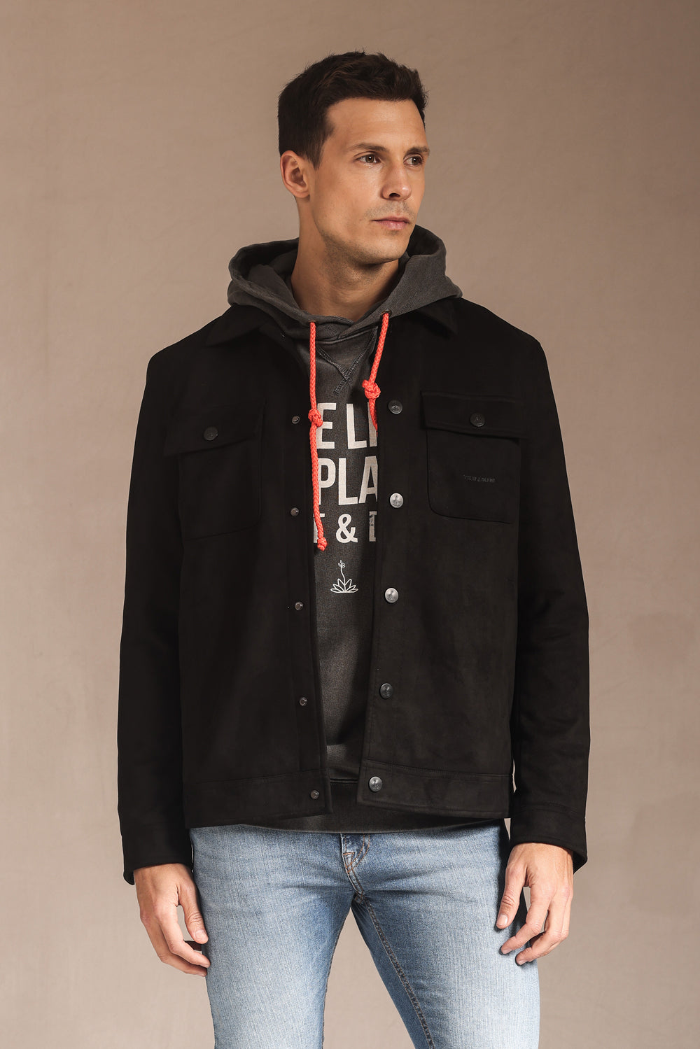 JAQUETA MASCULINA DE SUEDE BLACK