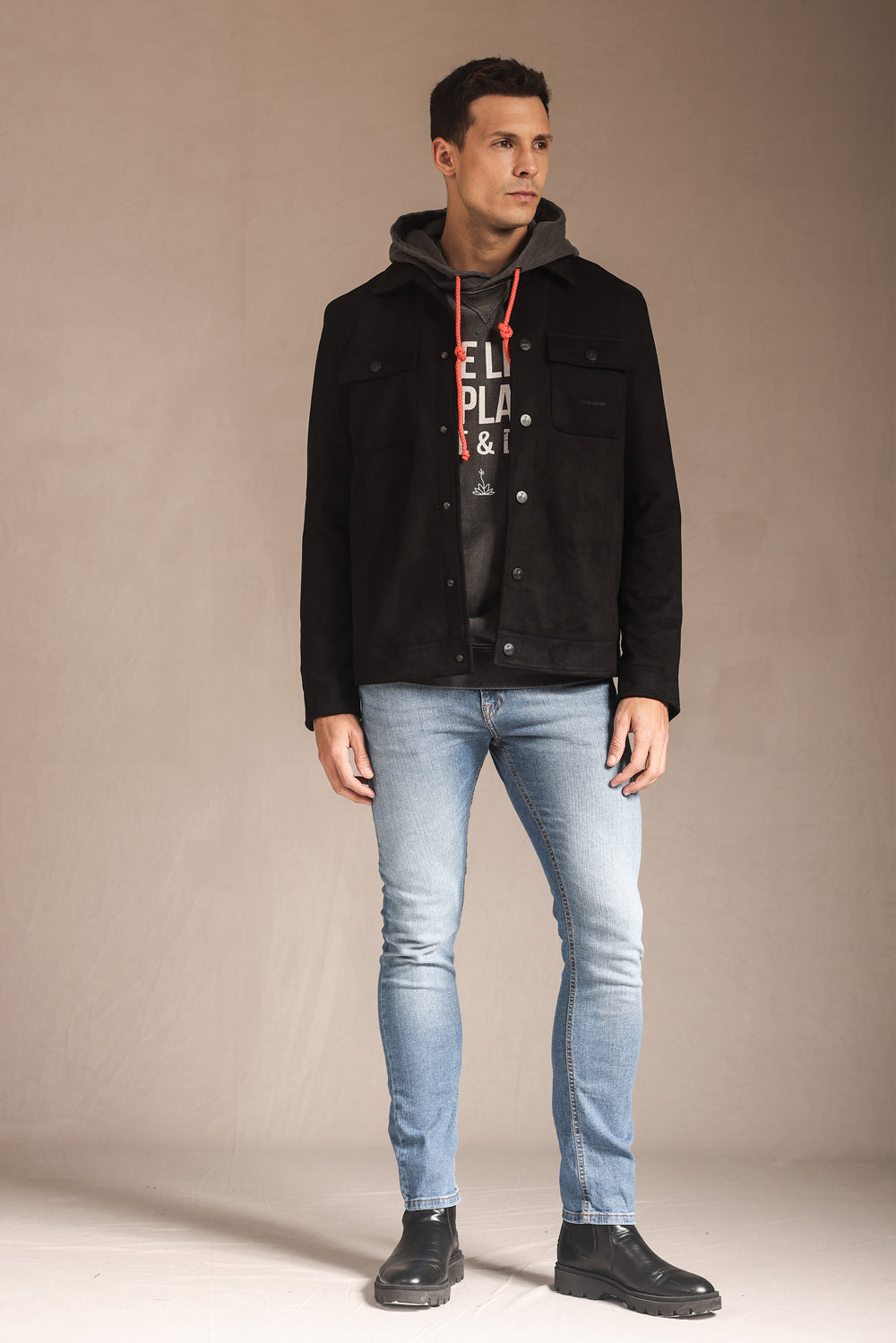 JAQUETA MASCULINA DE SUEDE BLACK