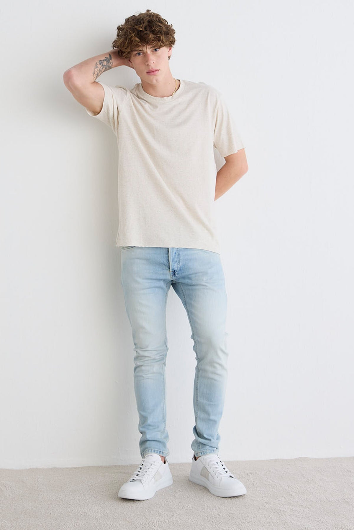 CALÇA THEO MASCULINA SLIM JEANS CLARO