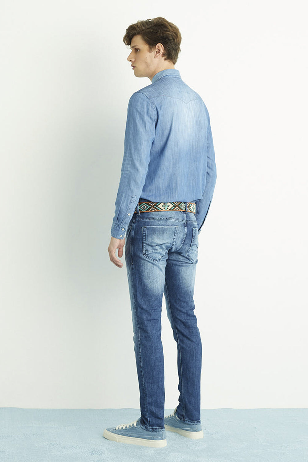 CAMISA MASCULINA WESTERN JEANS MÉDIO