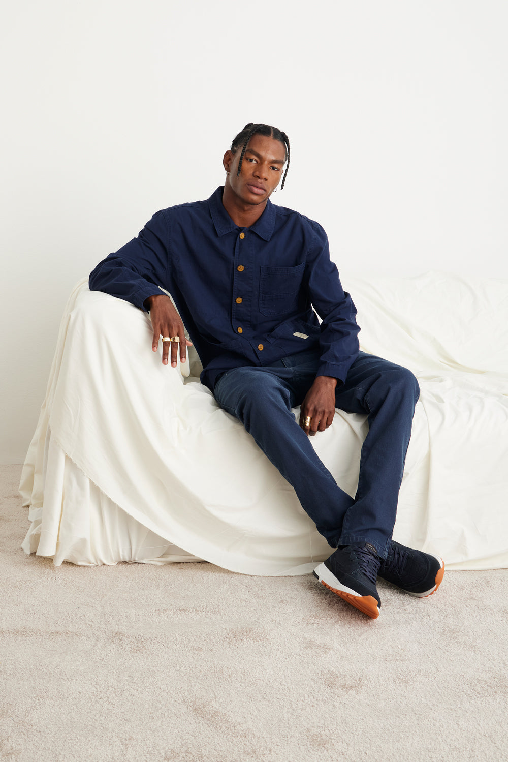 PARKA MASCULINA SARJA AZUL MARINHO