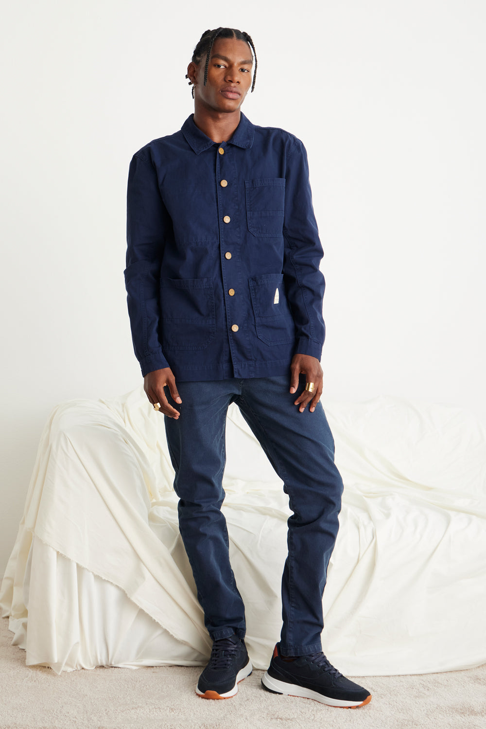 PARKA MASCULINA SARJA AZUL MARINHO