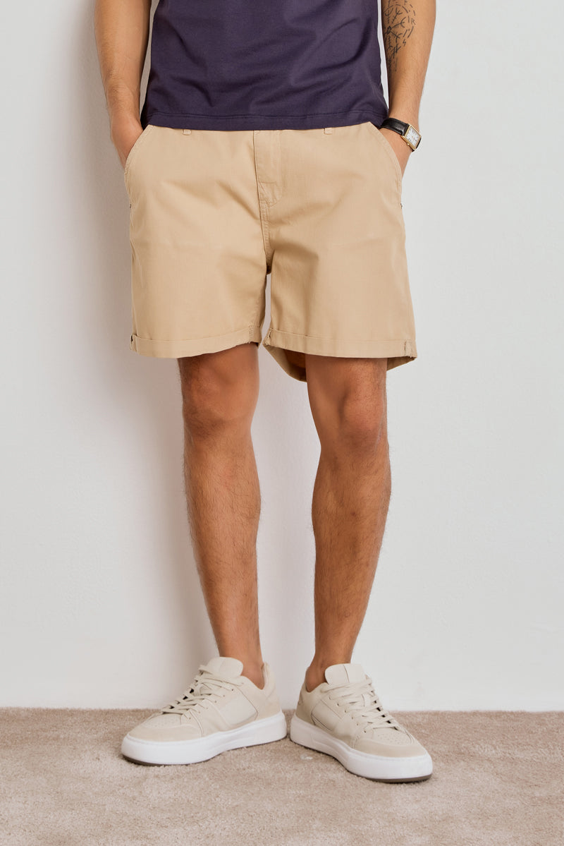 SHORTS ROMEO MASCULINO BARRA DOBRADA - AREIA
