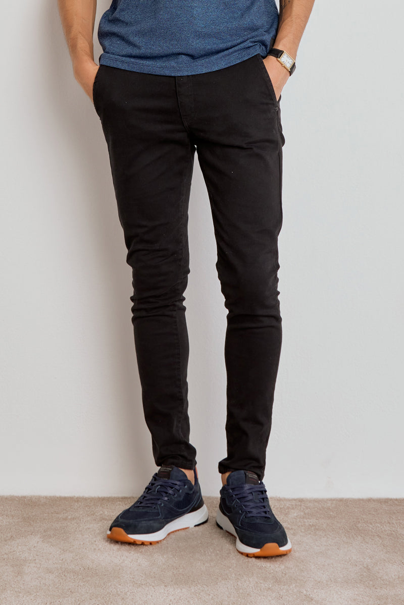 CALÇA OTTO MASCULINA CHINO SLIM SARJA - PRETO