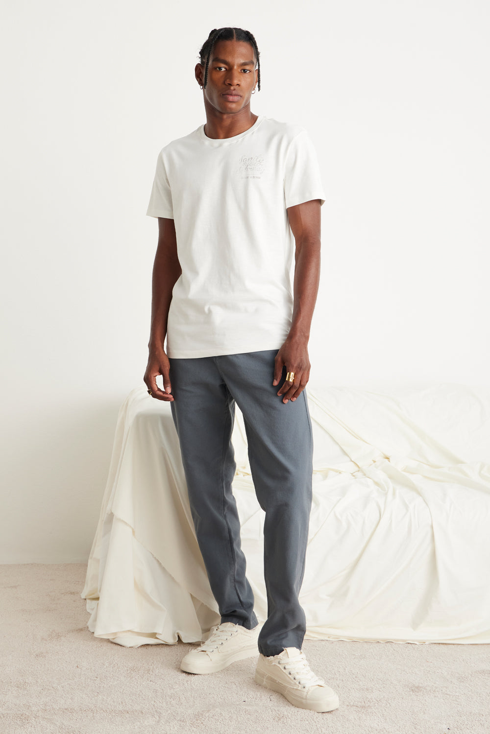 CALÇA OTTO MASCULINA CHINO SARJA CINZA