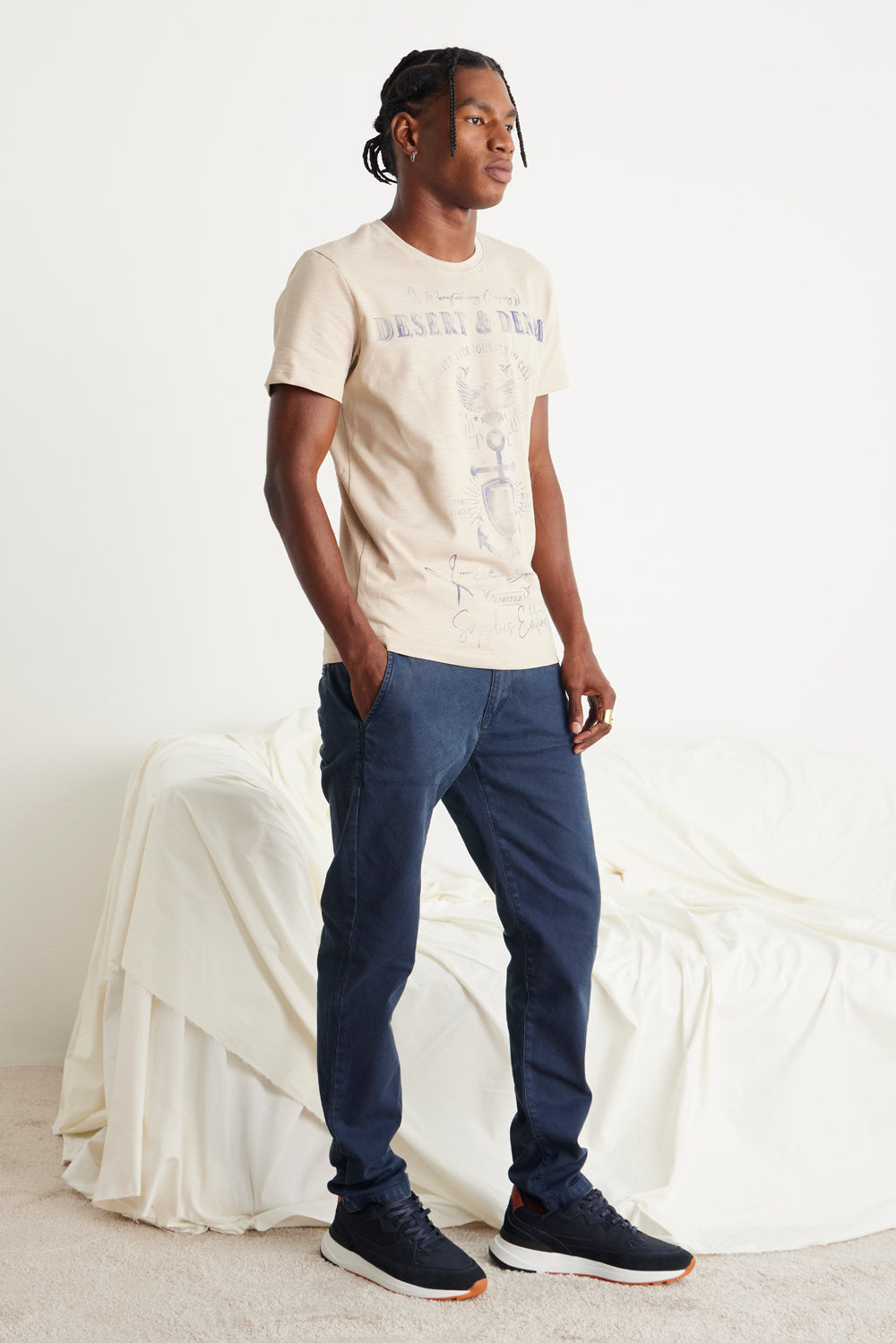CALÇA OTTO MASCULINA CHINO COLOR JEANS MARINHO