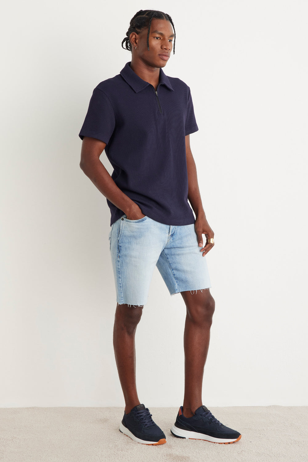 CAMISETA MASCULINA POLO ZÍPER MARINHO