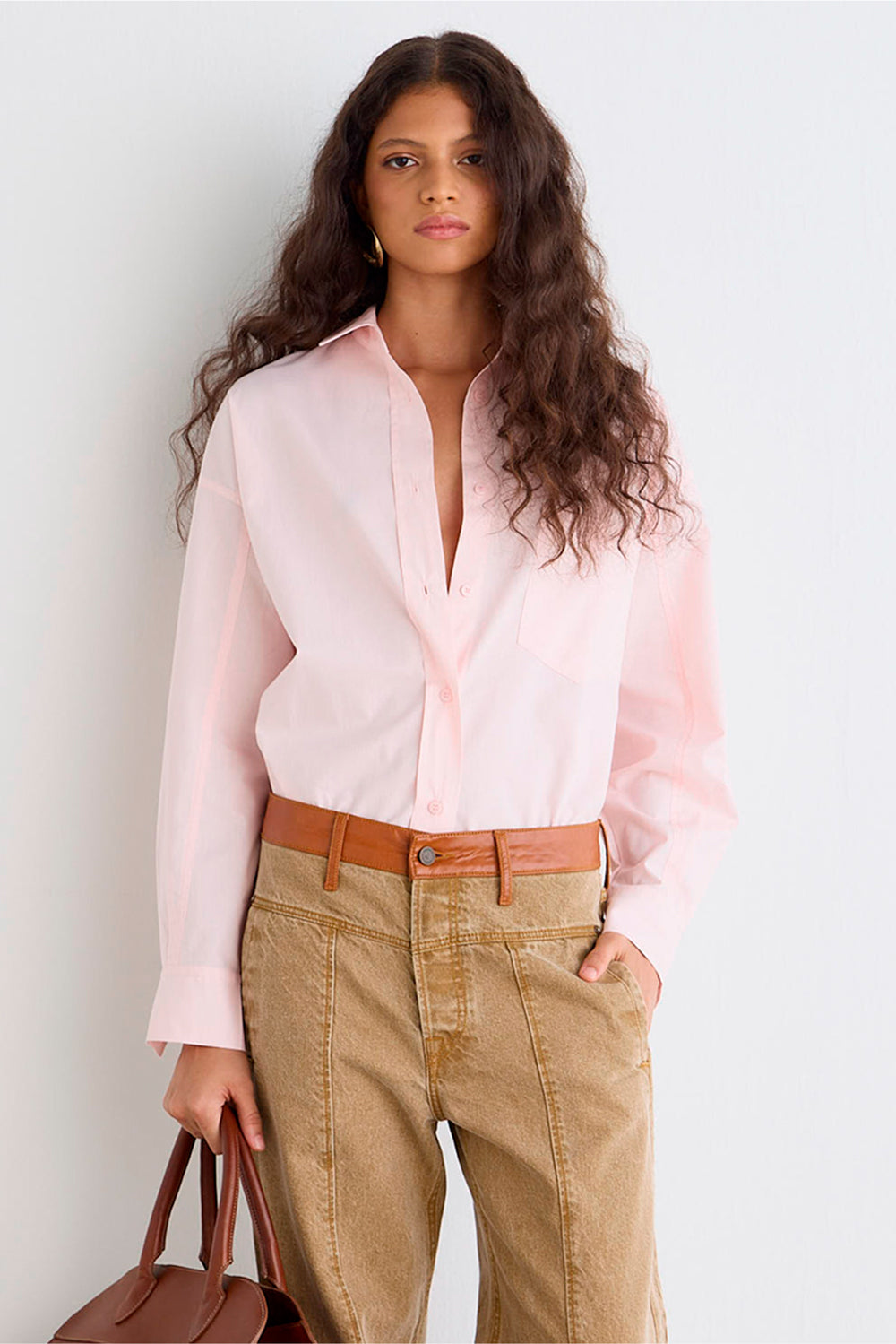 CAMISA FEMININA TRICOLINE RELAXED - ROSA CLARO