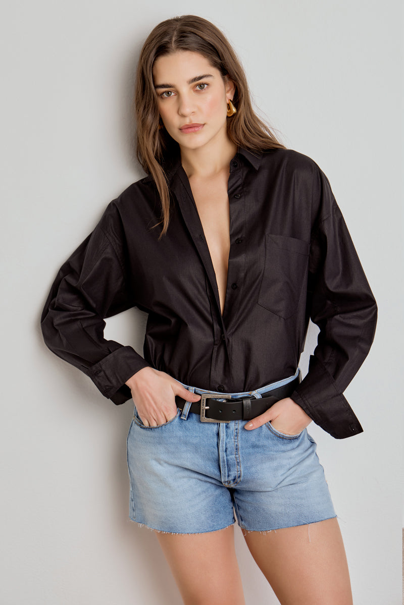 CAMISA FEMININA TRICOLINE RELAXED - PRETA