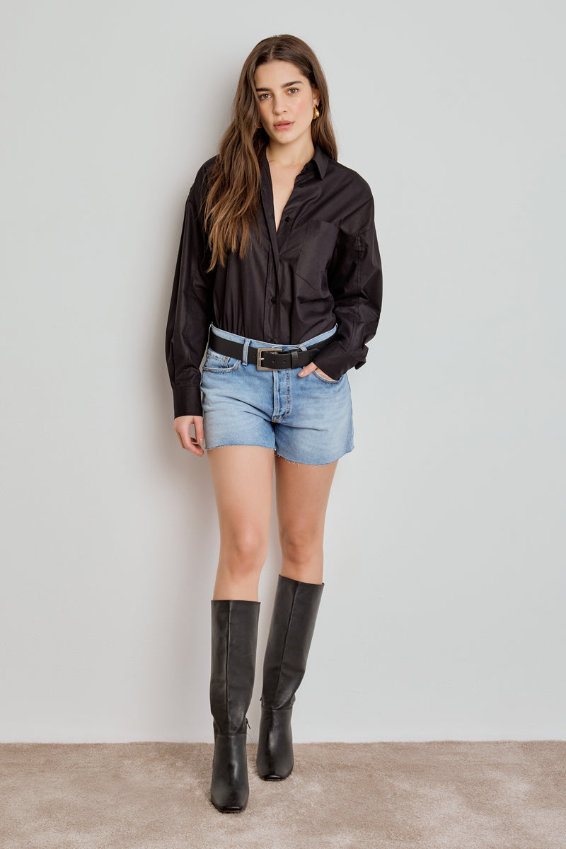 CAMISA FEMININA TRICOLINE RELAXED - PRETA