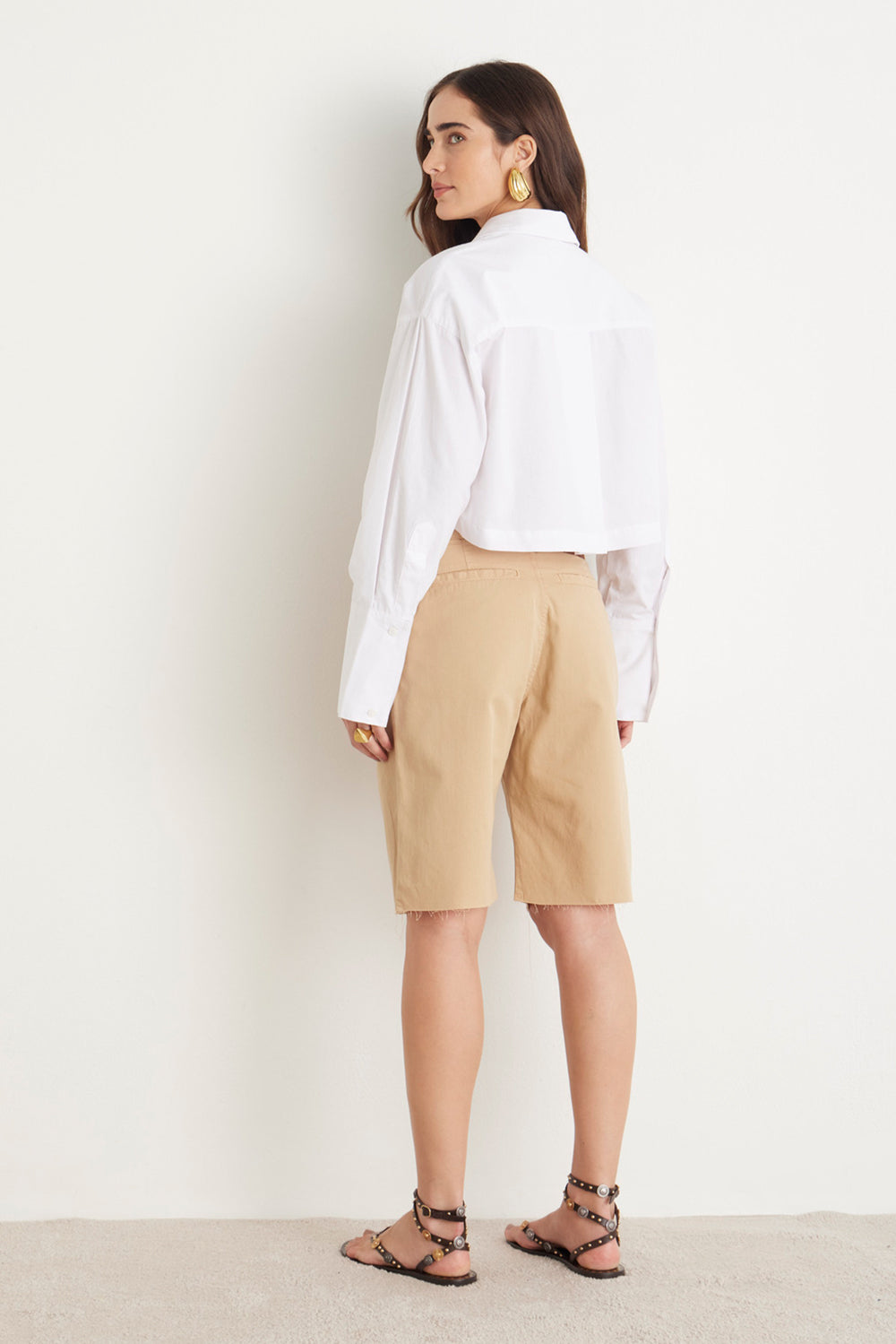 JORTS AMALIA FEMININO PLEAT SARJA AREIA