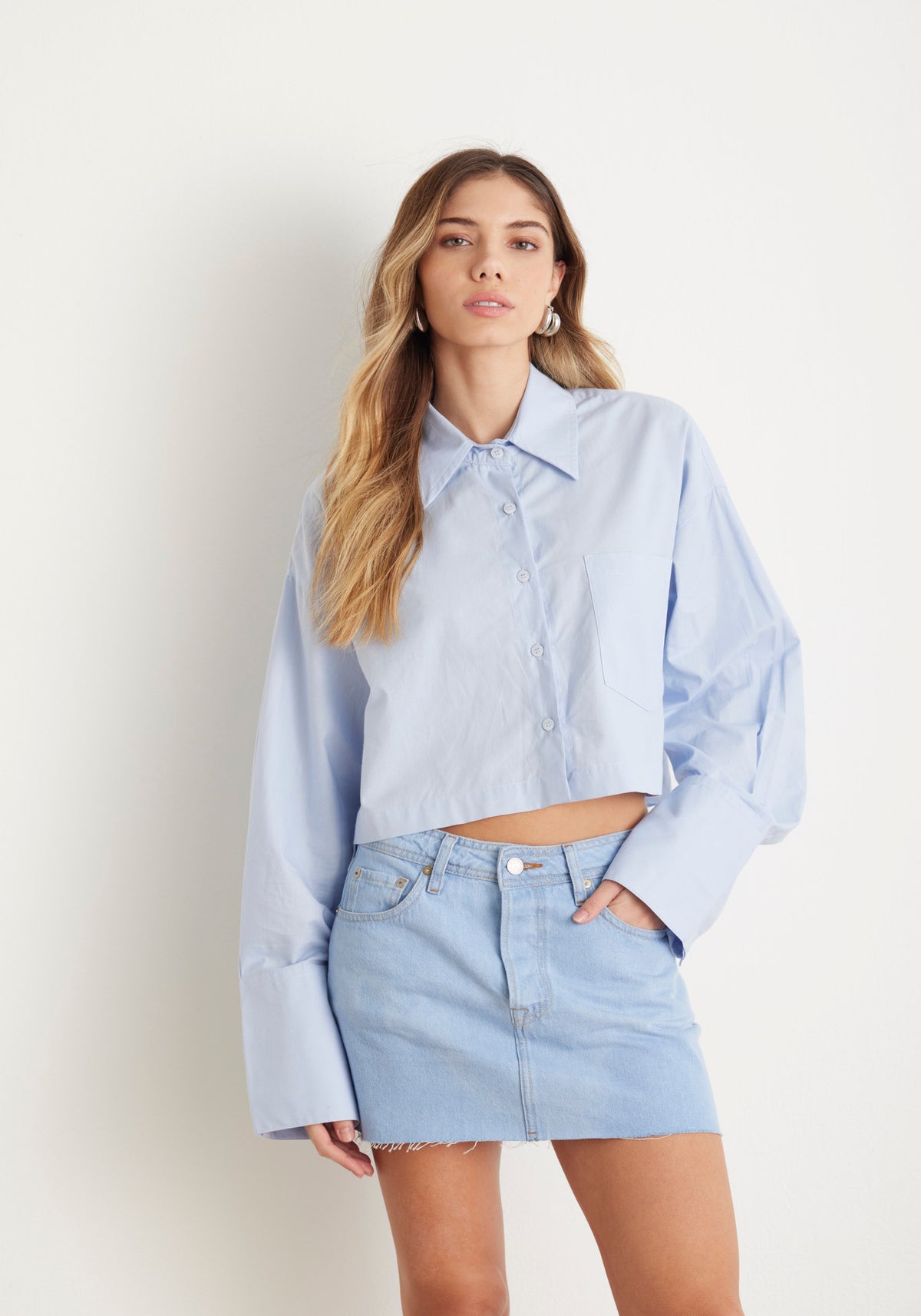 MINI SAIA LAIS FEMININA BLOSSOM JEANS