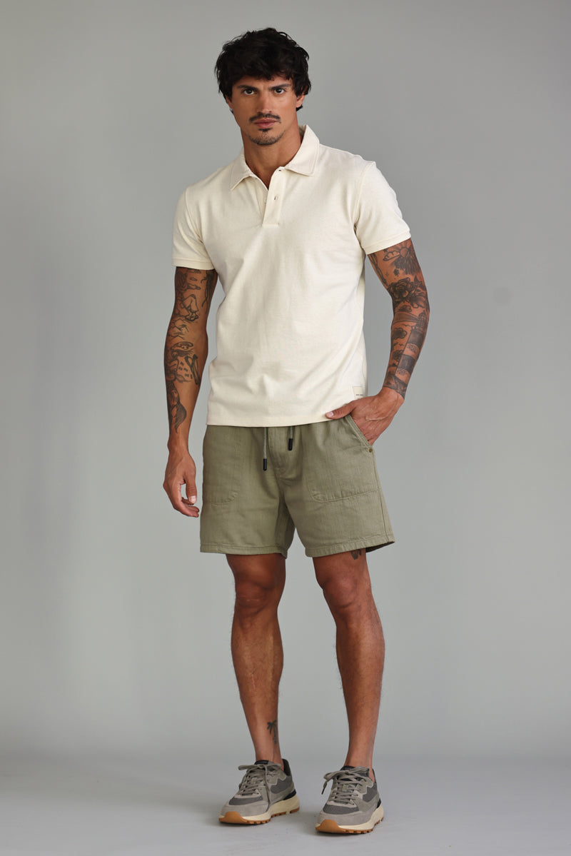 POLO MASCULINA MALHAO CANHAMO NATURAL