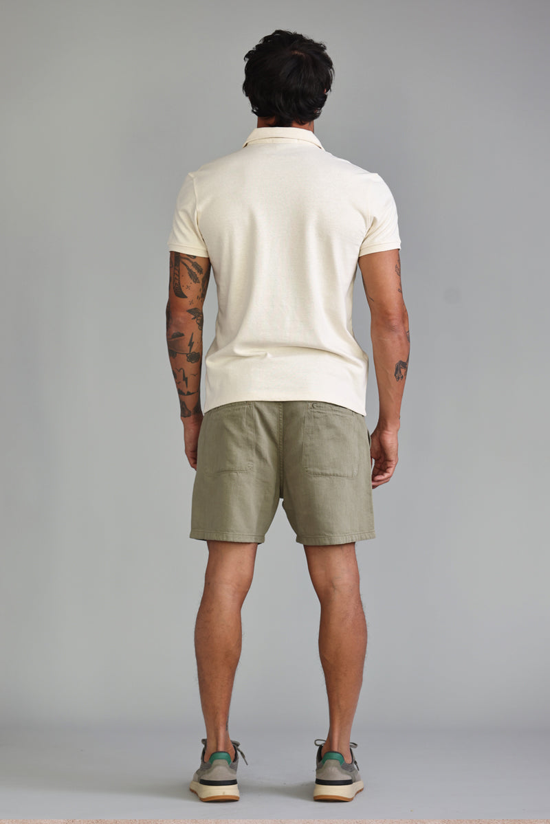 POLO MASCULINA MALHAO CANHAMO NATURAL