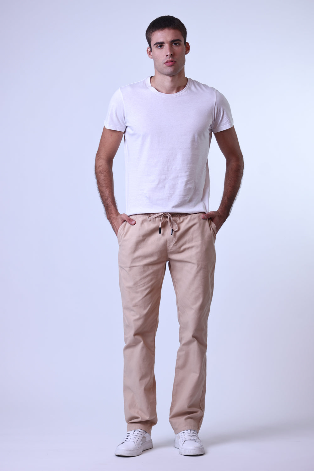 CALÇA JAKE MASCULINA STRAIGHT ELÁSTICO AREIA