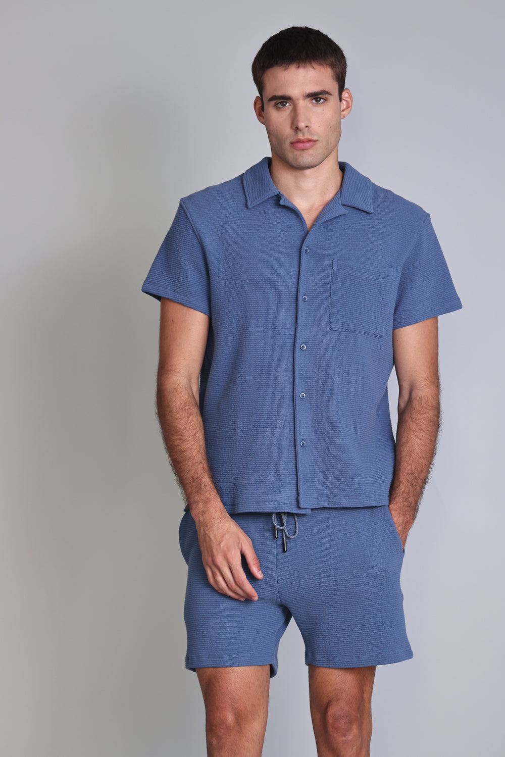 CAMISA MASCULINA MALHA AZUL
