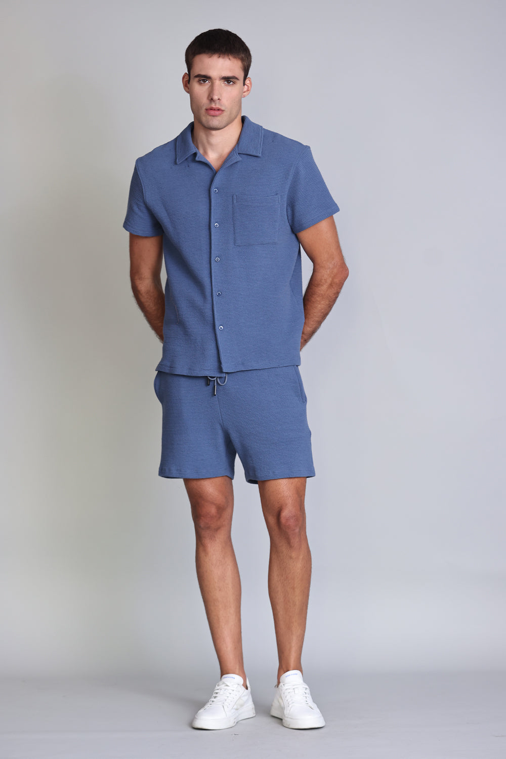 CAMISA MASCULINA MALHA AZUL