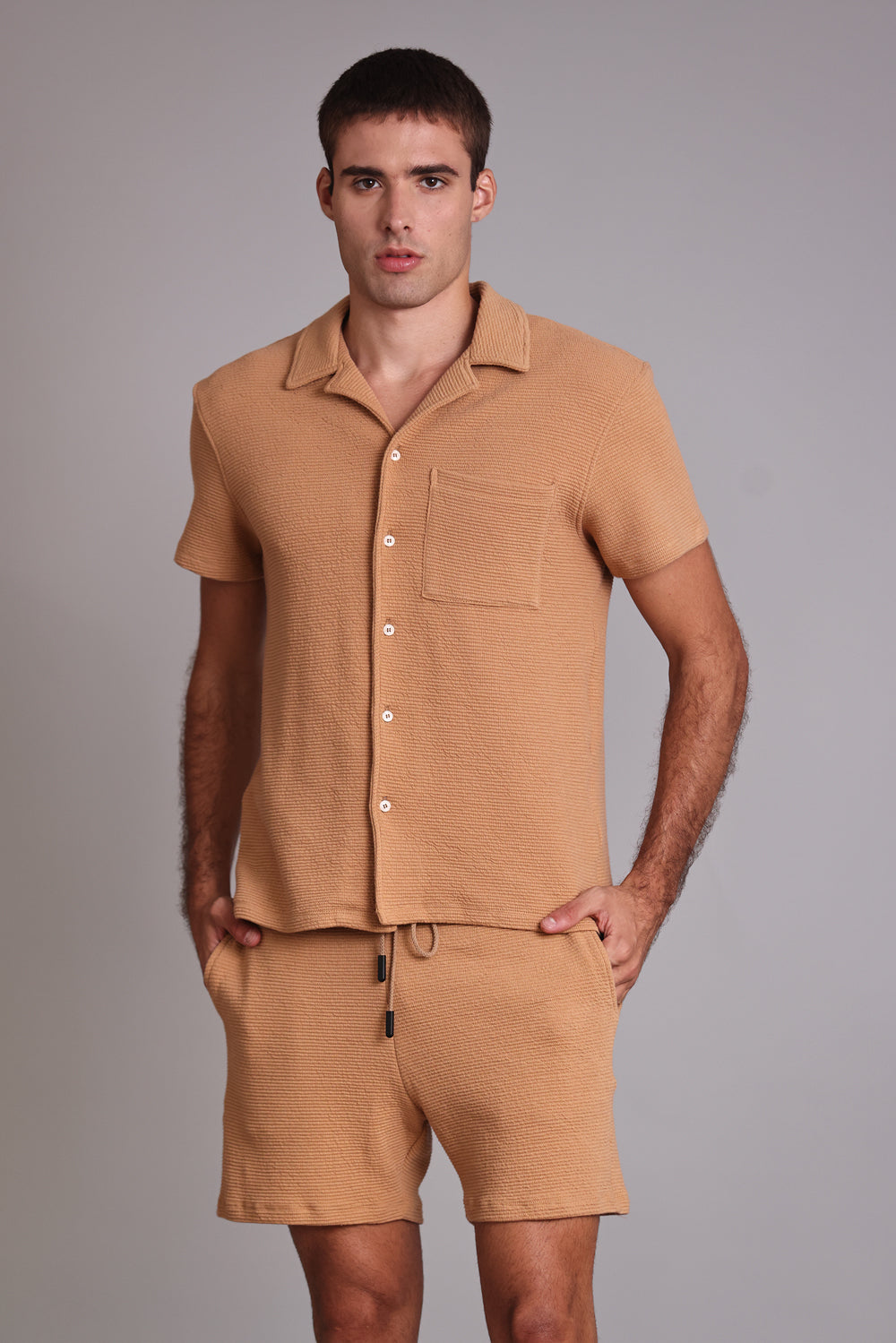 CAMISA MASCULINA MALHA AREIA