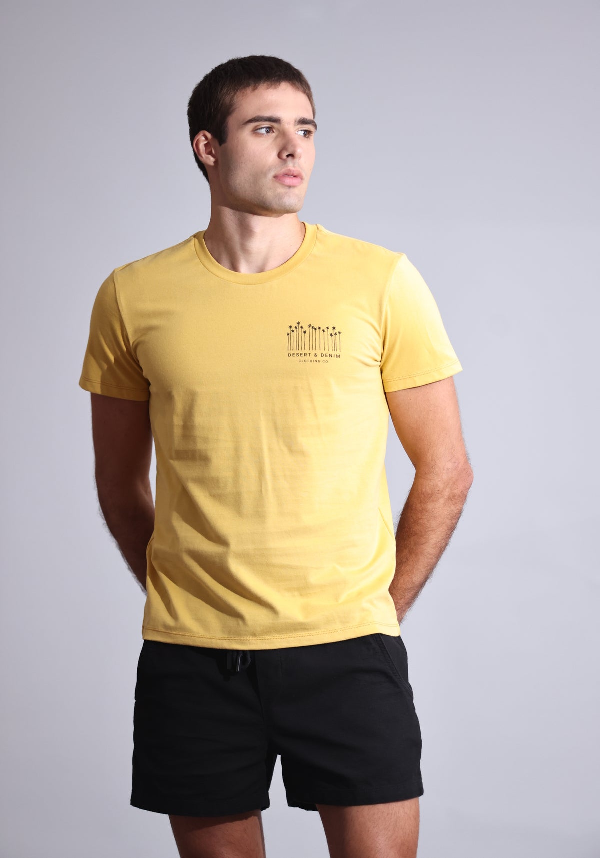 CAMISETA MASCULINA SLIM CLOTHING MOSTARDA