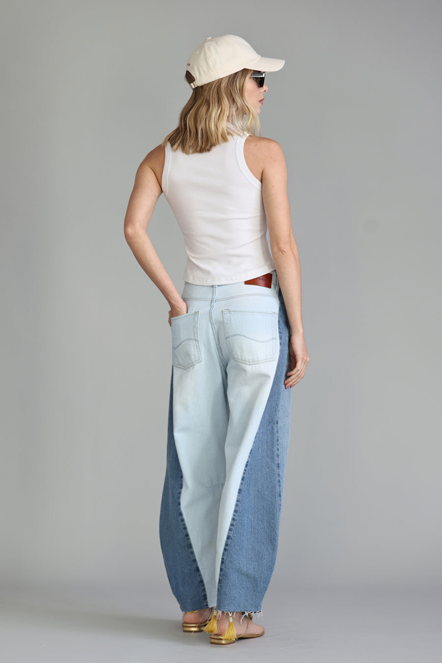 CALÇA MARIA FEMININA BARREL PATCH JEANS CLARO