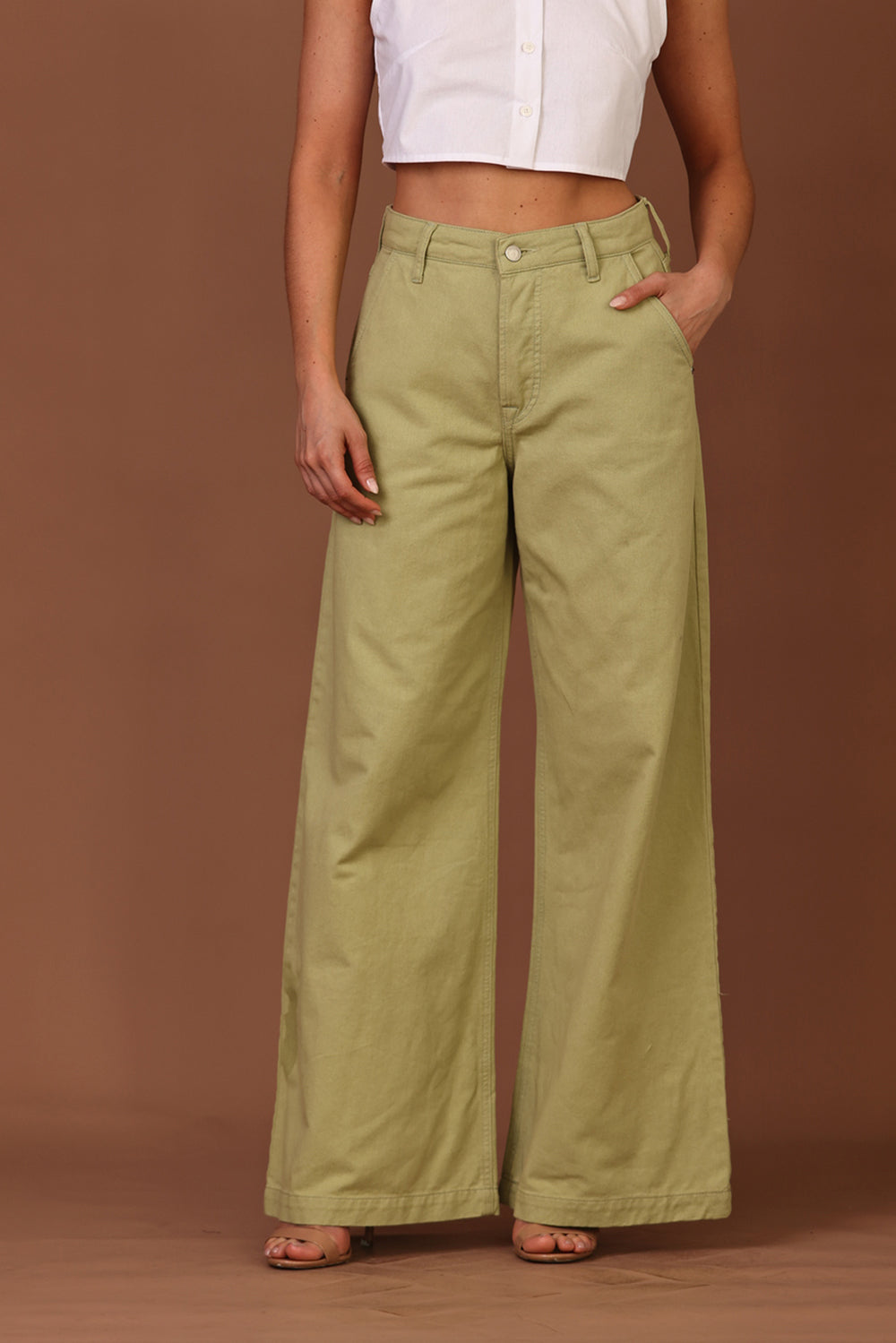 Calça Chino Sarja Verde Oliva