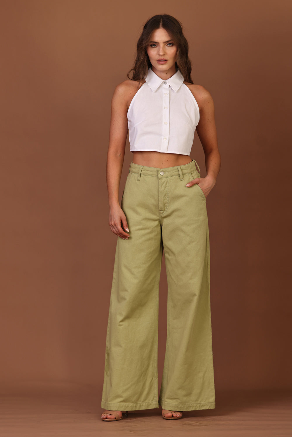 Calça Chino Sarja Verde Oliva