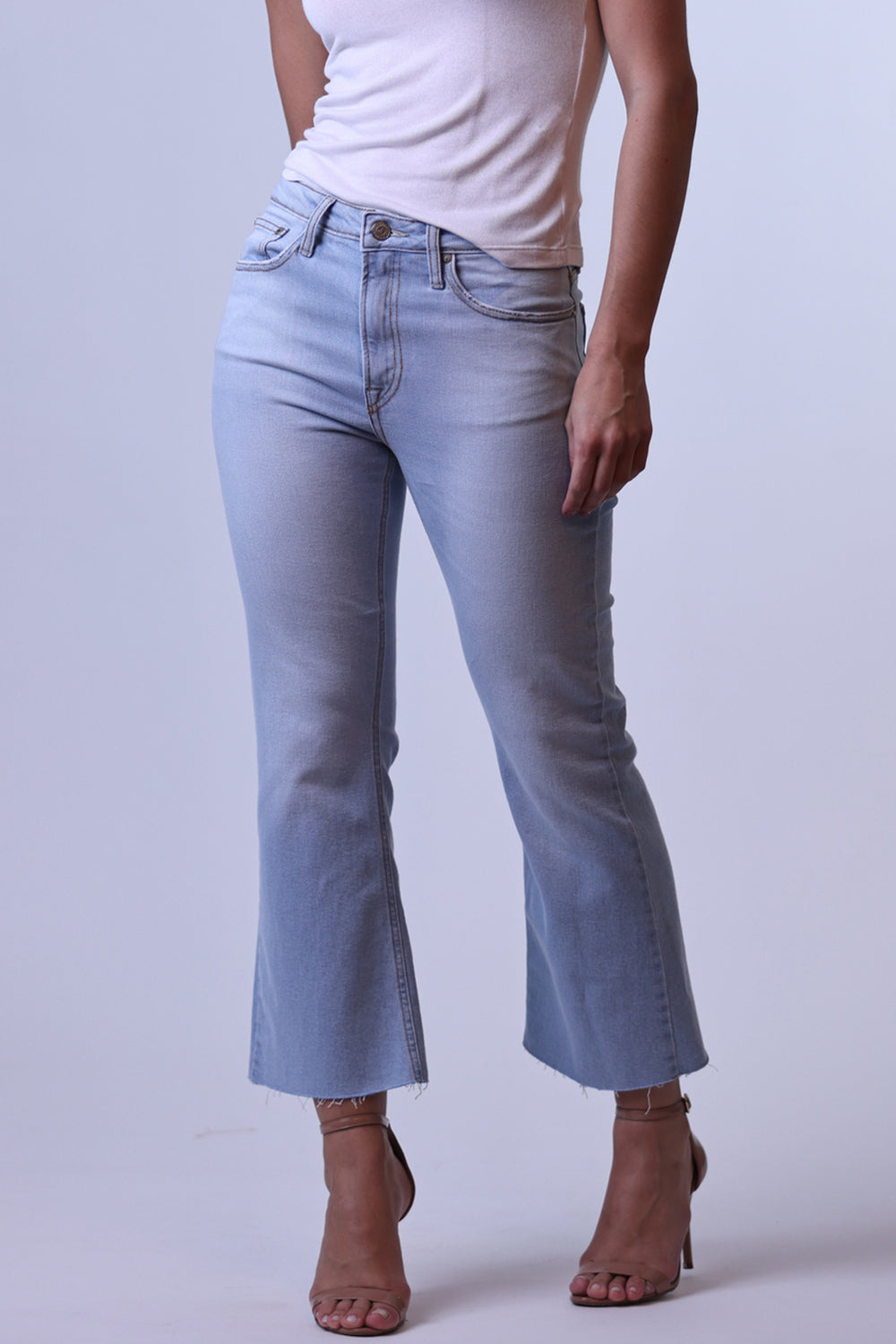 CALÇA ANNA FEMININA CROPPED BOOTCUT JEANS CLARO