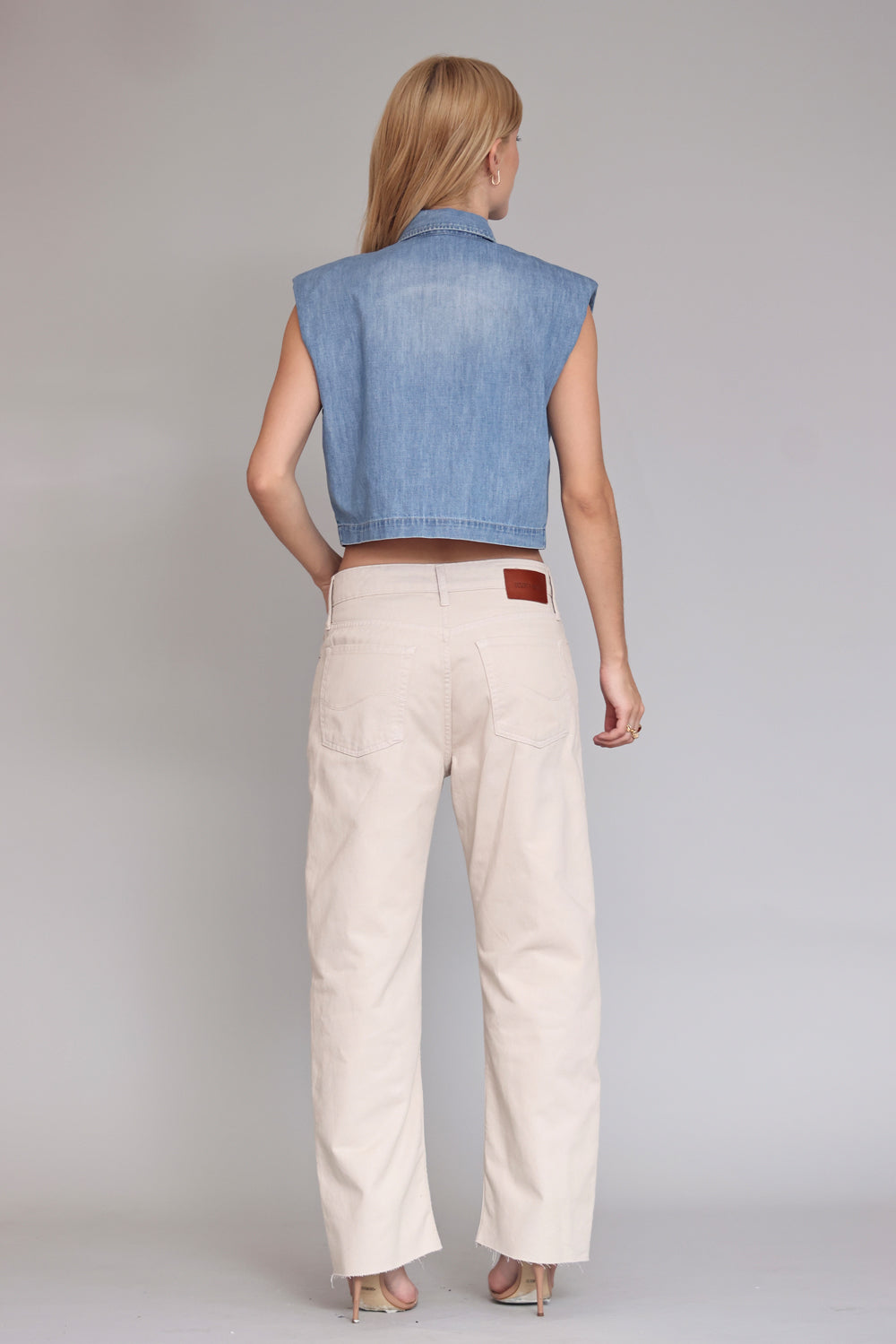 CAMISA FEMININA JEANS CROPPED OMBREIRA