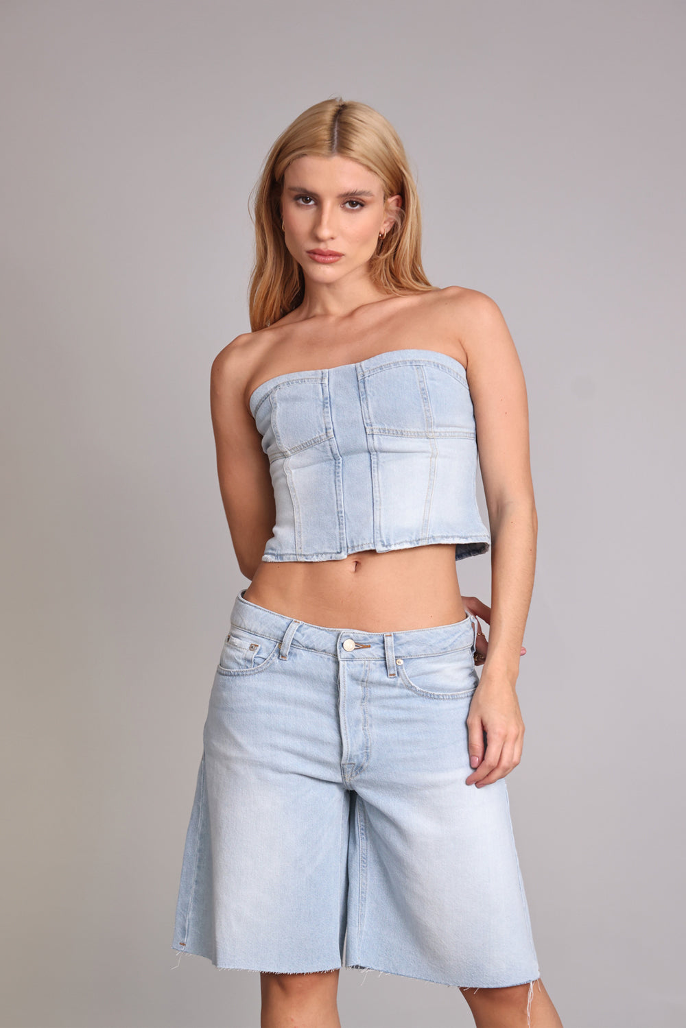 CORPETE FEMININO JEANS CLARO