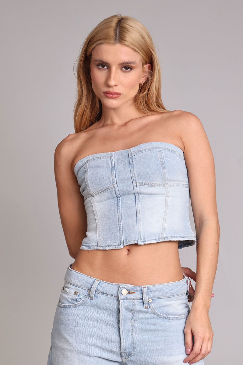CORPETE FEMININO JEANS CLARO