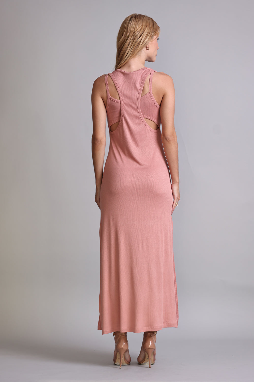 VESTIDO MIDI FEMININO FENDAS RIBANA ROSA BLUSH