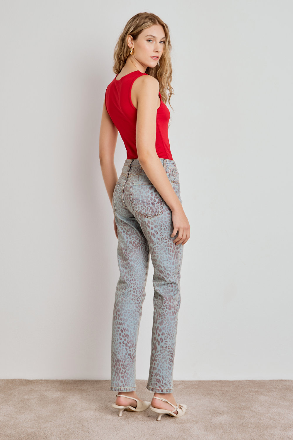 CALÇA TINA FEMININA LOW RISE ANIMAL PRINT JEANS
