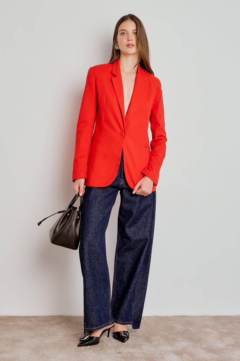 BLAZER FEMININO ALONGADO BASICO - VERMELHO