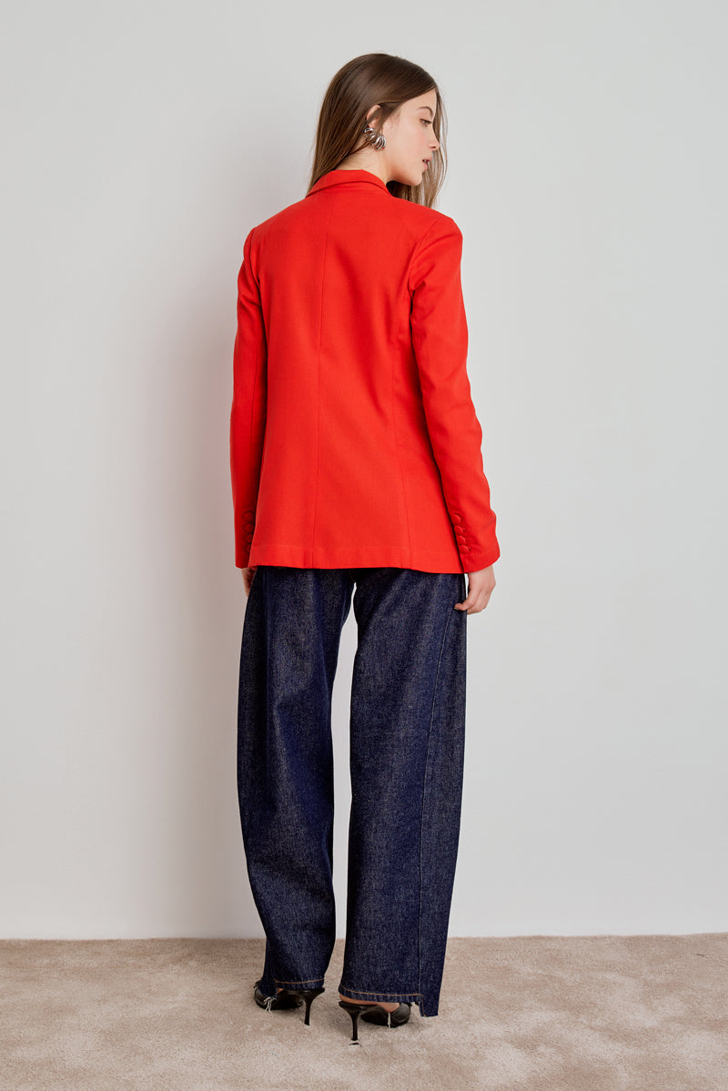 BLAZER FEMININO ALONGADO BASICO - VERMELHO