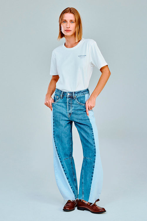 CALÇA BARREL PATCH JEANS MÉDIO
