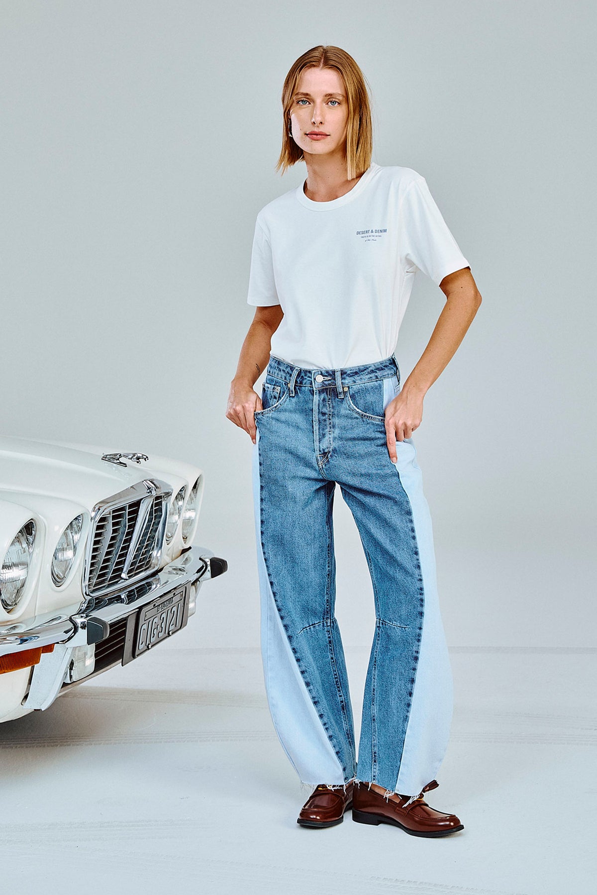 CALÇA MARIA FEMININA BARREL PATCH JEANS MÉDIO
