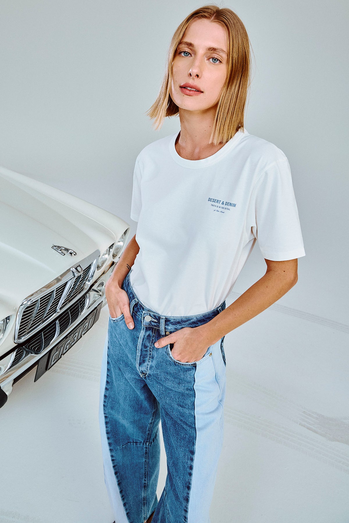 CALÇA MARIA FEMININA BARREL PATCH JEANS MÉDIO